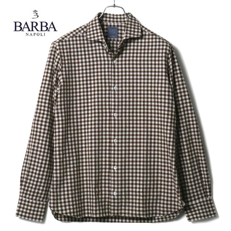 【新品未使用】バルバ　ダンディライフ　シャツS38　定価約4.8万円 2着セット！バルバ ダンディライフ 春夏 麻シャツ S 38 グレー 茶系 BARBA