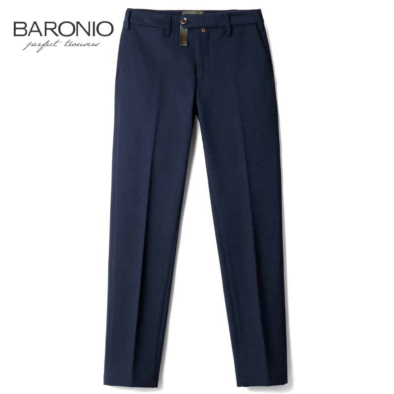 【50%OFF】 BARONIO / バローニオ｜レーヨンポリエステルストレッチスムースジャージーノープリーツスリムテーパードパンツ(W2350 REEF)｜（ネイビー）｜ 秋冬 バロニオ スラックス テーパードパンツ イージーパンツ イタリア メンズ アウトレット