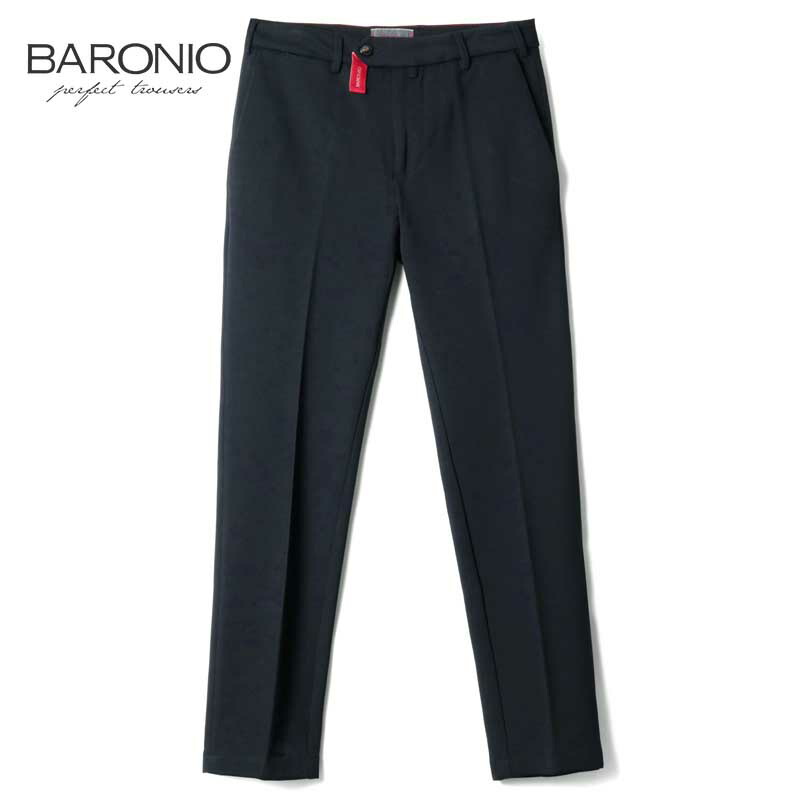 【50%OFF】 BARONIO / バローニオ｜レーヨンポリエステルストレッチスムースジャージーノープリーツスリムテーパードパンツ(W2450 REEF)｜（ネイビー）｜ 秋冬 バロニオ スラックス テーパードパンツ イージーパンツ イタリア メンズ アウトレット