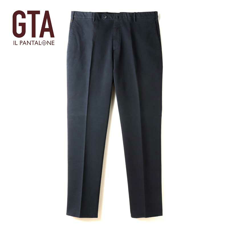 【40%OFF】GTA / ジーティーアー｜ガーメントダイコットンストレッチノープリーツテーパードパンツ(FEDERICO SL/28501)｜（ネイビー）｜ 秋冬 ボトムス スラックス ピーチスキン モールスキン 製品染め フェデリコ メンズ イタリア アウトレット