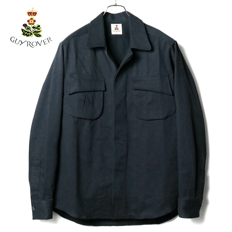 23 美品　ギローバー　GUYROVER ウール　シャツジャケット　ネイビー　M 23 美品 ギローバー GUYROVER ウール シャツジャケット ネイビー M