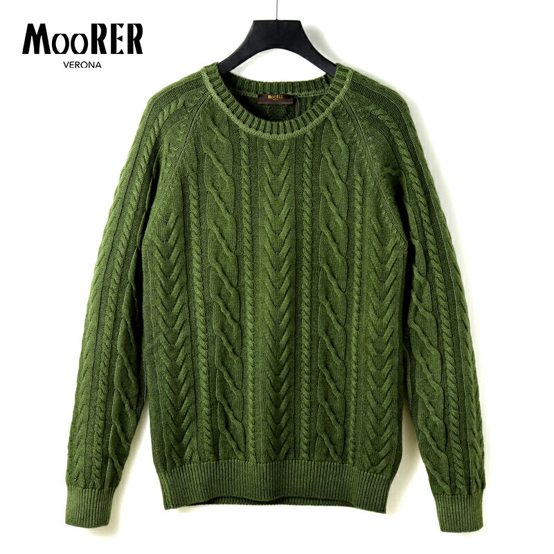 【60%OFF】 MOORER / ムーレー｜ガーメントダイケーブル編みカシミヤミドルゲージクルーネックアランニット(ANSELM-ARA)｜（MUSCHIO）｜ 秋冬 長袖ニット セーター フィッシャーマンニット アランセーター 製品染め カシミア メンズ イタリア アウトレット