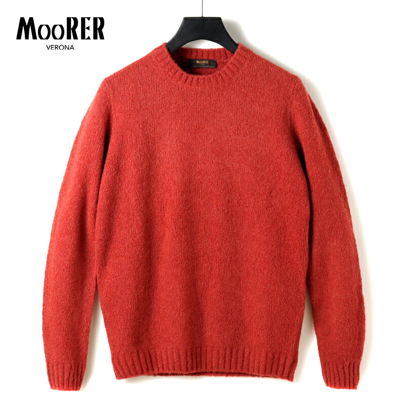 【60%OFF】 MOORER / ムーレー｜ウールカシミヤナイロンブークレミドルゲージクルーネックニット(ORVIETO-EXP)｜（BURNT ORANGE）｜ 秋冬 セーター 長袖ニット ミドルゲージニット ブークレヤーン カシミア メンズ イタリア アウトレット