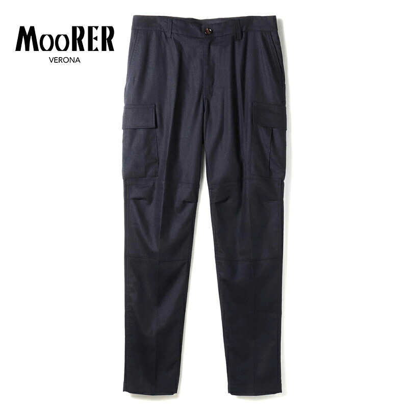 【60%OFF】 MOORER / ムーレー｜ウールカシミヤストレッチライトフランネルテーパードカーゴパンツ(BARCLAY-FSR)｜（DEEP BLUE）｜ 秋冬 スラックス ミリタリーパンツ カシミア ヴァージンウール バークレー メンズ イタリア アウトレット