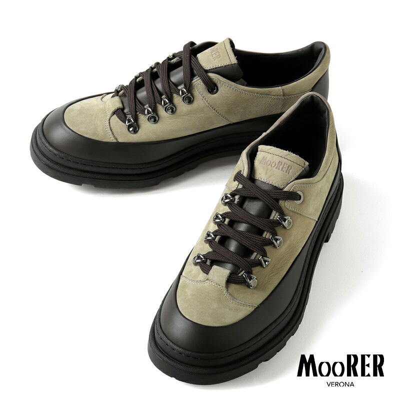 【60%OFF】 MOORER / ムーレー｜カーフレザーマウンテンシューズ(ROQUE-NKM)｜（TAUPE）｜ 秋冬 靴 シューズ マウンテンブーツ マウンテンスニーカー ローカットスニーカー メンズ イタリア アウトレット 58,872円