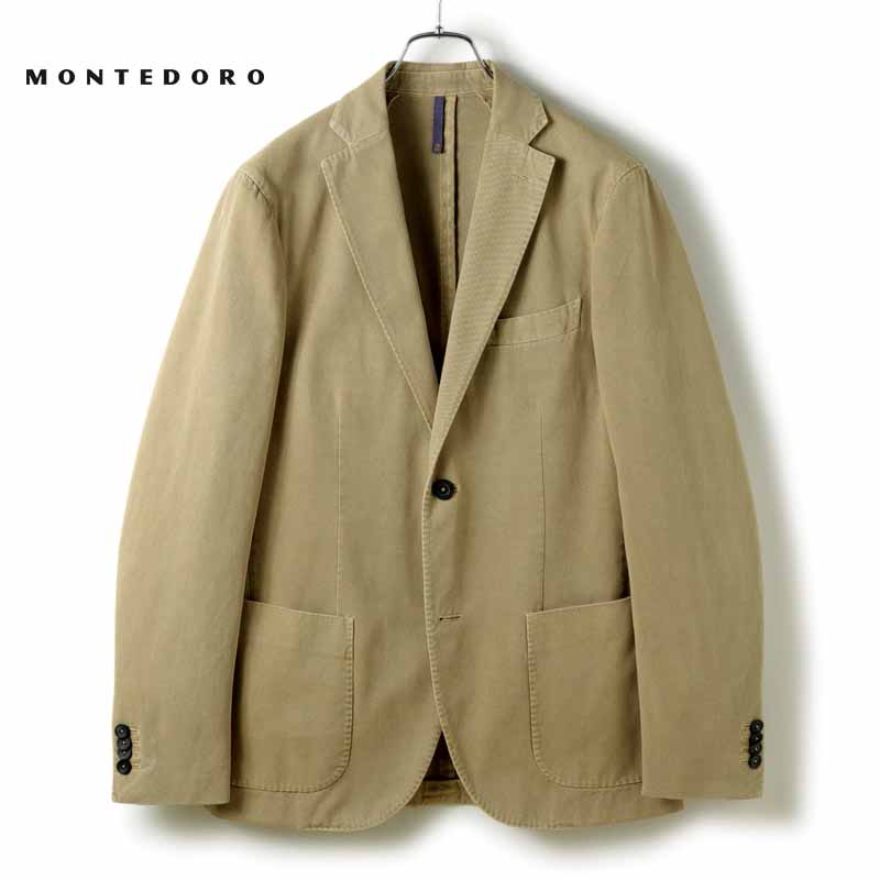 【60%OFF】MONTEDORO / モンテドーロ｜ガーメントダイコットンカシミヤギャバジン2Bジャケット(632069/M456B)｜（ベージュ）｜ 秋冬 テーラードジャケット ブレザー コットンジャケット 製品染め メンズ アウトレット｜WISE MAN&rsquo;S STORE 店