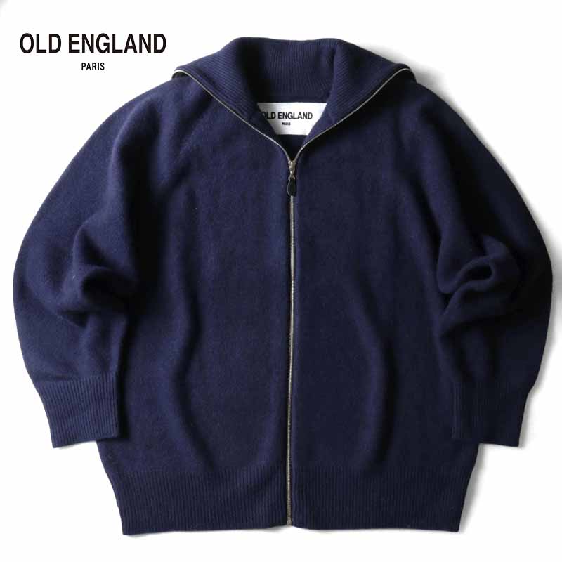 【60%OFF】 OLD ENGLAND / オールドイングランド｜フォックスウールナイロンミドルゲージジップアップカーディガン｜（ネイビー）｜ 秋冬 セーター ジップニット ニットブルゾン ドライバーズニット メンズ アウトレット