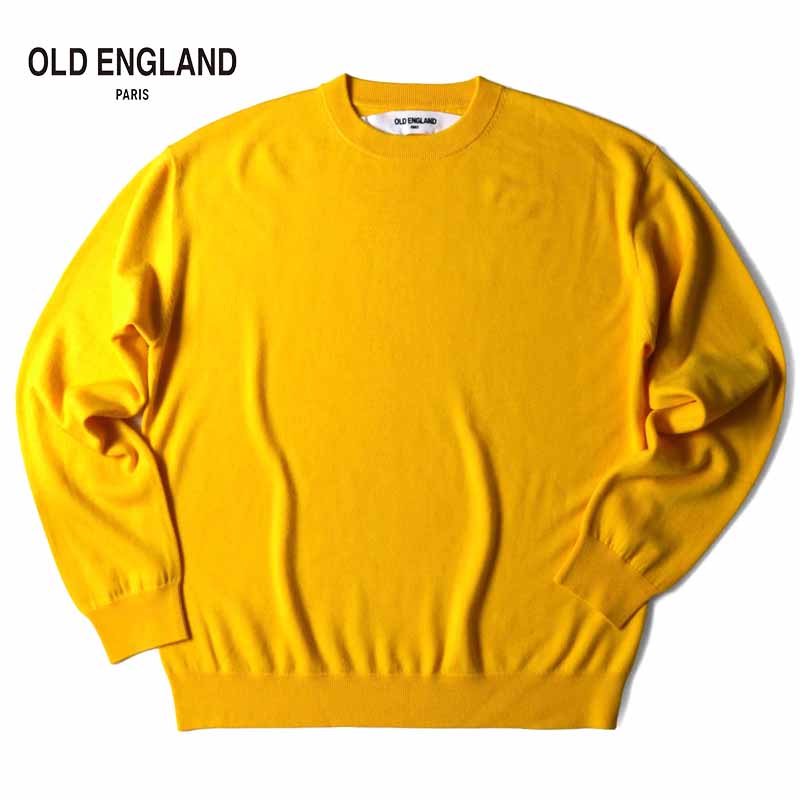 【60%OFF】 OLD ENGLAND / オールドイングランド|CARIAGGI製ウールカシミヤハイゲージクルーネックニット|(イエロー)| 秋冬 セーター ハイゲージニット 丸首 カリアッジ メンズ アウトレット|WISE MAN’S STORE 店