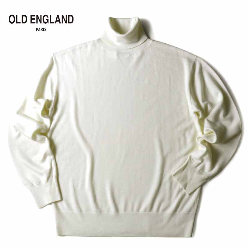 【60%OFF】 OLD ENGLAND / オールドイングランド｜CARIAGGI製ウールカシミヤハイゲージタートルネックニット｜（ホワイト）｜ 秋冬 セーター ハイゲージニット ハイネック カリアッジ メンズ アウトレット
