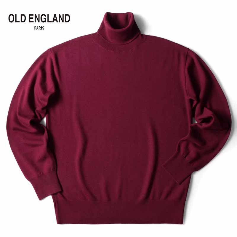 【60%OFF】 OLD ENGLAND / オールドイングランド｜CARIAGGI製ウールカシミヤハイゲージタートルネックニット｜（ボルドー）｜ 秋冬 セーター ハイゲージニット ハイネック カリアッジ メンズ アウトレット
