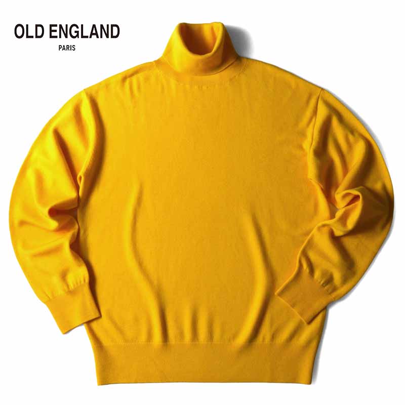 【60%OFF】 OLD ENGLAND / オールドイングランド|CARIAGGI製ウールカシミヤハイゲージタートルネックニット|(イエロー)| 秋冬 セーター ハイゲージニット ハイネック カリアッジ メンズ アウトレット|WISE MAN’S STORE 店