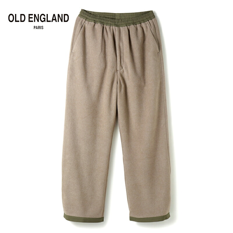 【60%OFF】 OLD ENGLAND / オールドイングランド｜ポリエステルレーヨンエコフリースイージーパンツ｜（グレージュ×カーキ）｜ 秋冬 ボトムス フリースパンツ ドローコードパンツ メンズ アウトレット