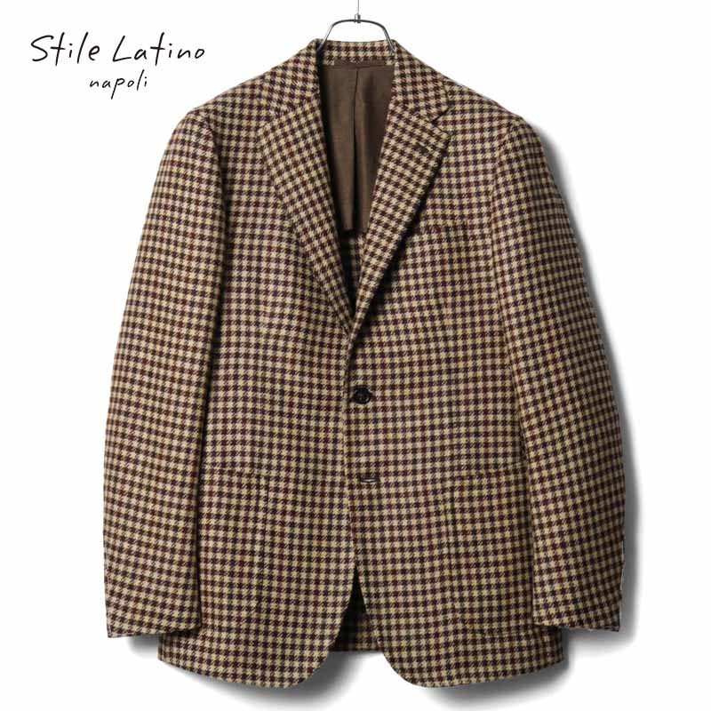 STILE LATINO ジャケット リネン混 ブラウン チェック 46 STILE LATINO ジャケット リネン混 ブラウン チェック 46 - メルカリ