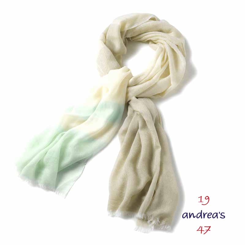 19 andrea's 47 / アンドレアズ|ストライプ柄カシミヤガーゼストール(6740 PAROS)|(ベージュ×イエロー×ターコイズ)| 春夏 アンドレアズ ディチャノーヴェクアランタセッテ ストール ハンドメイド イタリア メンズ アウトレット|WISE MAN’S STORE 店
