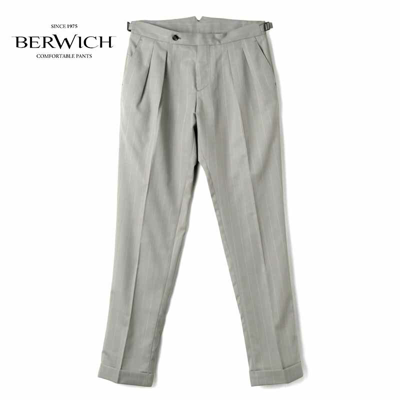未使用 BERWICH ベルウィッチ リヨセルリネンチノパンツ 50 ネイビー BERWICH ベルウィッチ / RETRO スラックス ワンタック