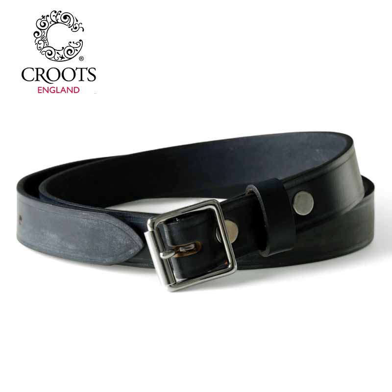 【30%OFF】CROOTS / クルーツ｜カウハイドブライドルレザーベルト(BELT)｜（本体：ダークネイビー バックル：シルバー）｜ カーフレザーベルト ナローベルト 牛革 本革 メンズ イギリス イングランド アウトレット｜WISE MAN&rsquo;S STORE 店
