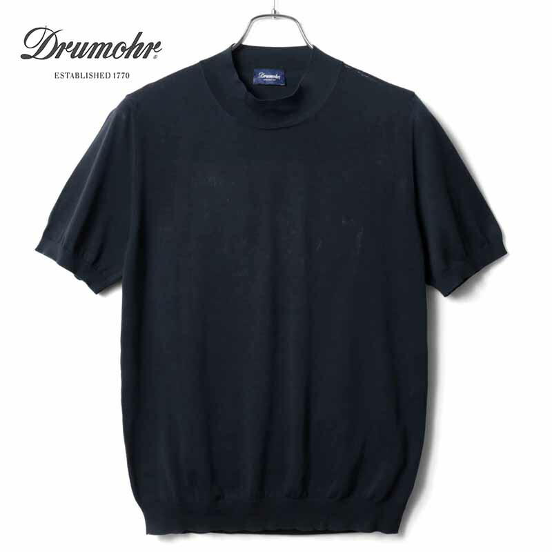 【Drumohr（ドルモア）】麻混 半袖サマーニット ブラック イタリア製 楽天市場】【返品不可】ドルモア DRUMOHR ニット モックネック