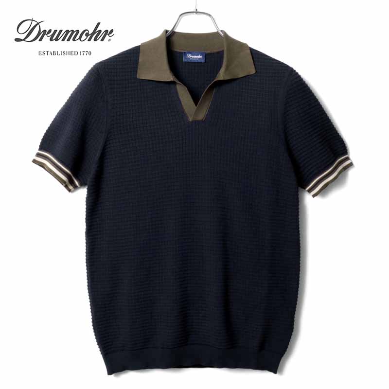 ★新品未使用★Drumohr ドルモア ニットポロシャツ スキッパー 黒 50 DRUMOHR（ドルモア）の「DRUMOHR / スキッパーポロ（NEWシリーズ