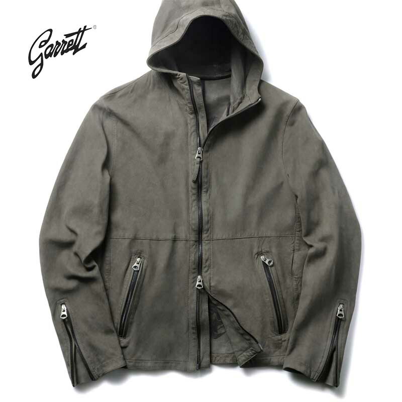 GARRETT / ギャレット フリース裏地付きラムナッパレザージップパーカー(1601 NAPPA ACCOPPIATA) （ネイビー） GARRETT &frasl; ギャレット｜フリース裏地付きラムナッパ