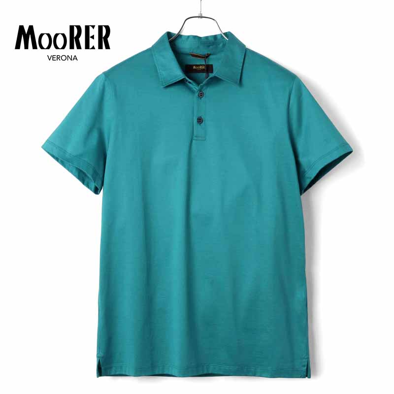 【60%OFF】MOORER / ムーレー｜シルケットコットンジャージー半袖ポロシャツ(PACHINO-JCL)｜（PEACOCK）｜ 春夏 半袖ポロ コットン 天竺 マーセライズ加工 タイニーカラー メンズ イタリア アウトレット
