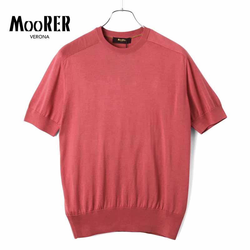 【60%OFF】MOORER / ムーレー|シルクハイゲージ半袖クルーネックニット(NORRIS-SPP)|(CORALLO)| 春夏 半袖ニット 半袖Tシャツ マルベリーシルク ラグランスリーブ メンズ イタリア アウトレット|WISE MAN’S STORE 店