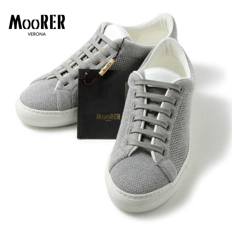 【60%OFF】MOORER / ムーレー｜メッシュ調ニットローカットスニーカー(BOLDINI-TG)｜（GRIGIO MELANGE）｜ レースアップスニーカー シューズ 靴 メンズ イタリア アウトレット