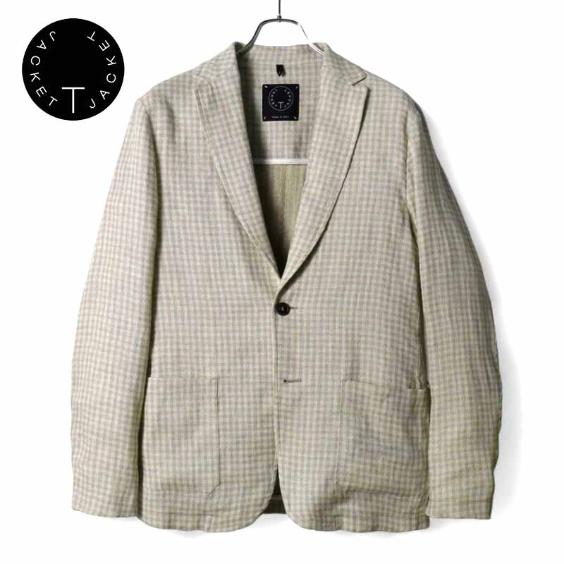 【カナーリ】48　ベージュ　テーラードジャケット　シングルジャケット　イタリア製 ElegChic ジャケット テーラードジャケット シンプルAライン