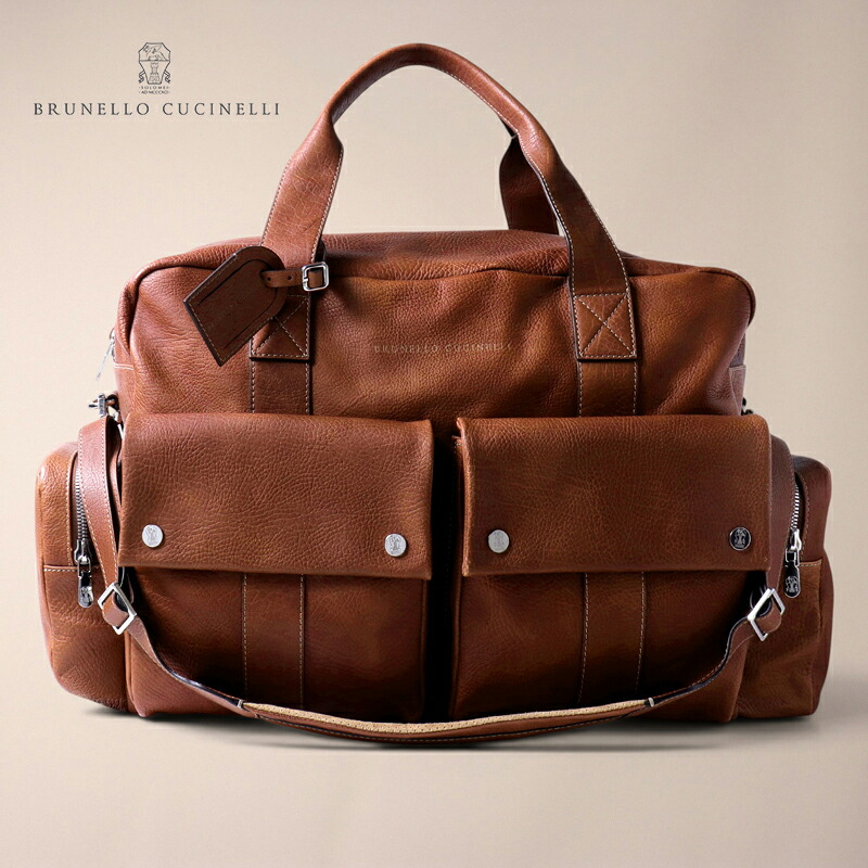 BRUNELLO CUCINELLI / ブルネロクチネリ|グレインカーフレザーレジャーバッグ(MBZIBU323)|(ブラウン)| ボストンバッグ レザーバッグ トラベルバッグ メンズ イタリア アウトレット|WISE MAN’S STORE 店