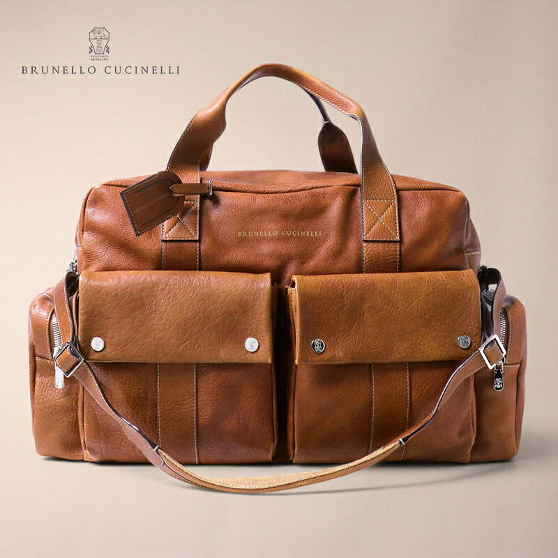 BRUNELLO CUCINELLI / ブルネロクチネリ｜グレインカーフレザーレジャーバッグ(MBZIBU323)｜（ミディアムブラウン）｜ ボストンバッグ レザーバッグ トラベルバッグ メンズ イタリア アウトレット｜WISE MAN&rsquo;S STORE 店