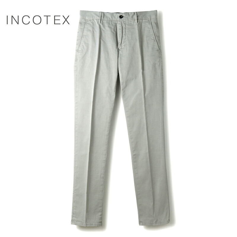 【35%OFF】 INCOTEX SLACKS / インコテックス スラックス｜ガーメントダイコットンストレッチギャバジンノープリーツパンツ100型/SLIM FIT(18S100/9664A)｜（ライトグレー）｜ 3シーズン ボトムス スラックス チノパン コットンパンツ 製品染め メンズ アウトレット