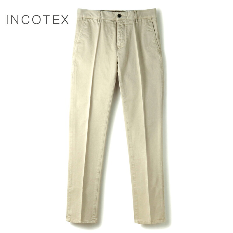 【35%OFF】 INCOTEX SLACKS / インコテックス スラックス｜ガーメントダイコットンストレッチギャバジンノープリーツパンツ100型/SLIM FIT(18S100/9664A)｜（サンドベージュ）｜ 3シーズン ボトムス スラックス チノパン コットンパンツ 製品染め メンズ アウトレット