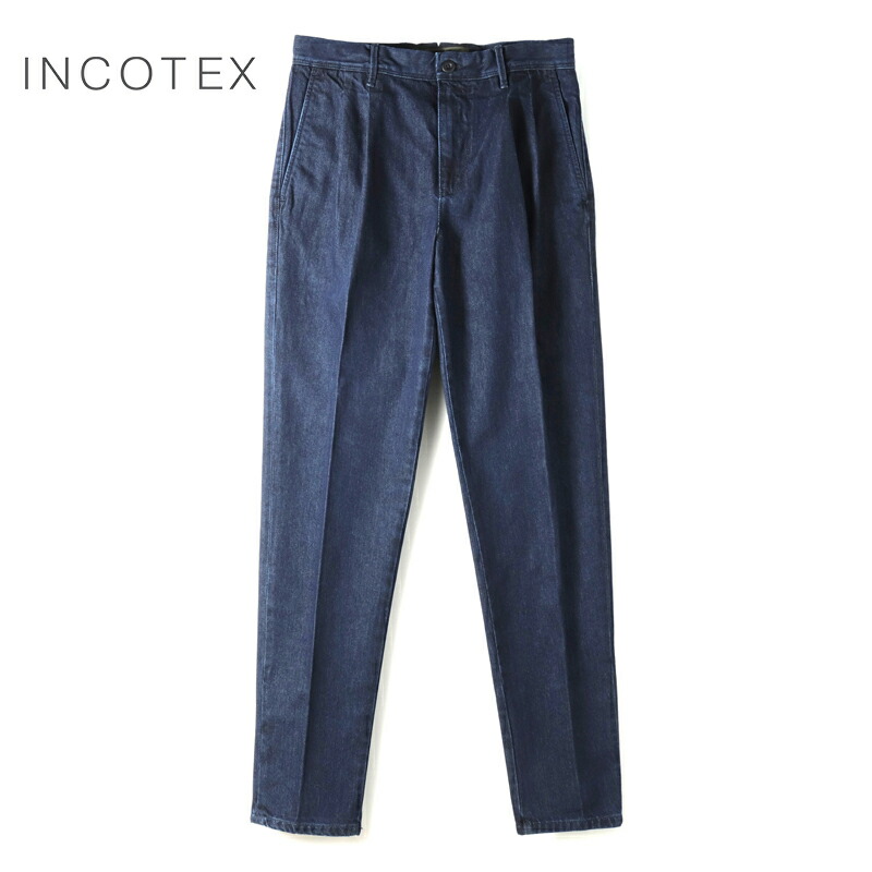 【35%OFF】 INCOTEX SLACKS / インコテックス スラックス｜コットンデニム2プリーツテーパードパンツ167型/TAPERED FIT(12S167/60609)｜（インディゴブルー）｜ ボトムス ジーンズ ジーパン デニスラ スラックス メンズ アウトレット 26,984円