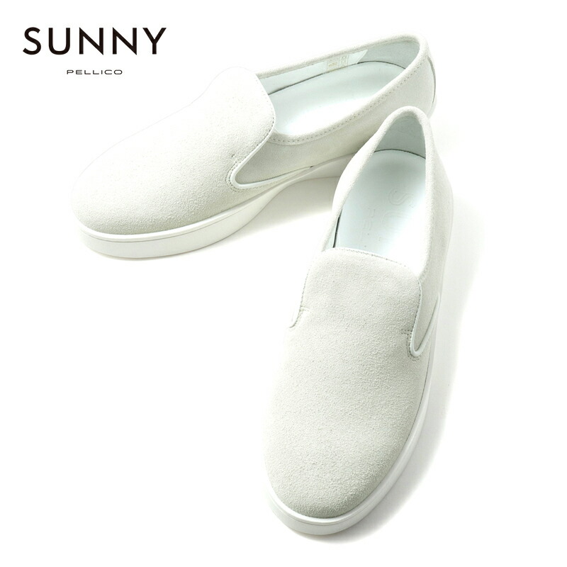 【30%OFF】 PELLICO SUNNY / ペリーコサニー｜スエードレザースリッポンスニーカー(M004 SUEDE)｜（アッパー：アイボリーホワイト ソール：ホワイト）｜ 革靴 スリッポンシューズ カーフレザー 牛革 本革 メンズ TRAVIS イタリア アウトレット