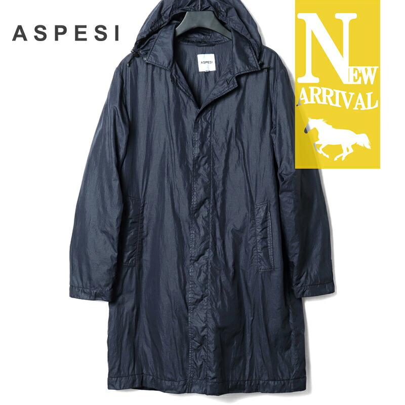 アスペジ★ネイビー/XS/中綿ステンカラーコート/Thermore保温綿 ASPESI>アスペジ ステンカラーコート 紺 XL ジェンテディマーレ
