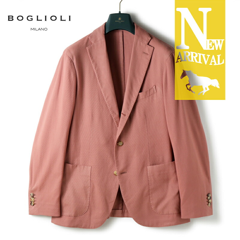 【40%OFF】 BOGLIOLI / ボリオリ｜ガーメントダイウールハニカムジャージー3Bジャケット(K.JACKET)｜（ウォッシュドローズピンク）｜ 春夏 Kジャケット ケージャケット アンコンジャケット 製品染め メンズ イタリア アウトレット