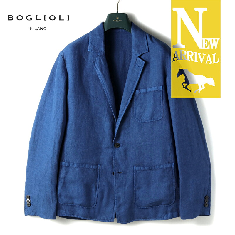 【40%OFF】 BOGLIOLI / ボリオリ｜ガーメントダイリネンヘリンボーン3Bジャケット(OG131Q)｜（ブルー）｜ 春夏 アンコンジャケット フレンチワークジャケット カバーオール メンズ イタリア アウトレット