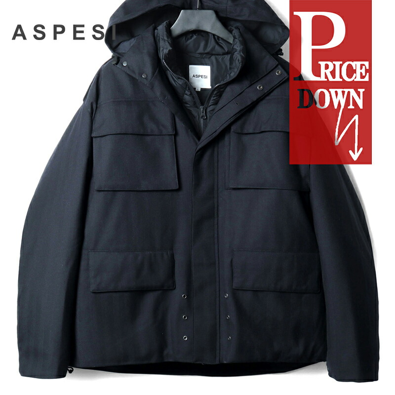 楽天市場】ASPESI / アスペジ｜ウールヘリンボーンダブルジップダウン