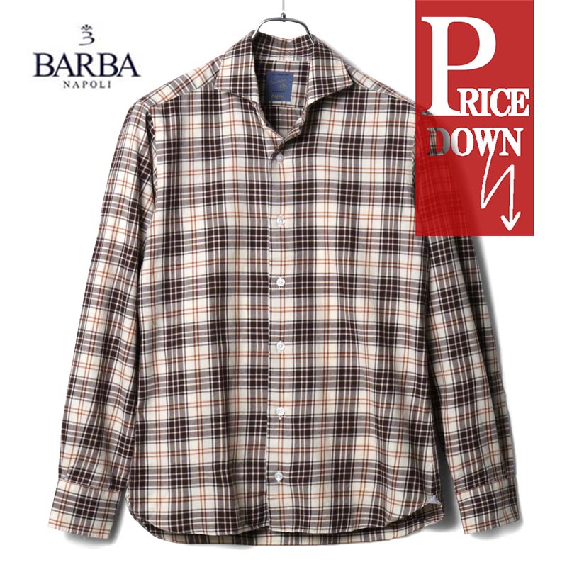 BARBA★新品4万円バルバDANDYLIFE チェック柄ネルシャツ41cm BARBA ネルシャツ BARBA☆新品4バルバDANDYLIFE チェック柄ネルシャツ41cm