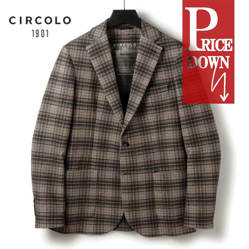 Circolo ソリッドコットンジャージー２Bジャケット 干場 BLACK CIRCOLO 1901（チルコロ）｜【SALE】CIRCOLO 1901（チルコロ1901