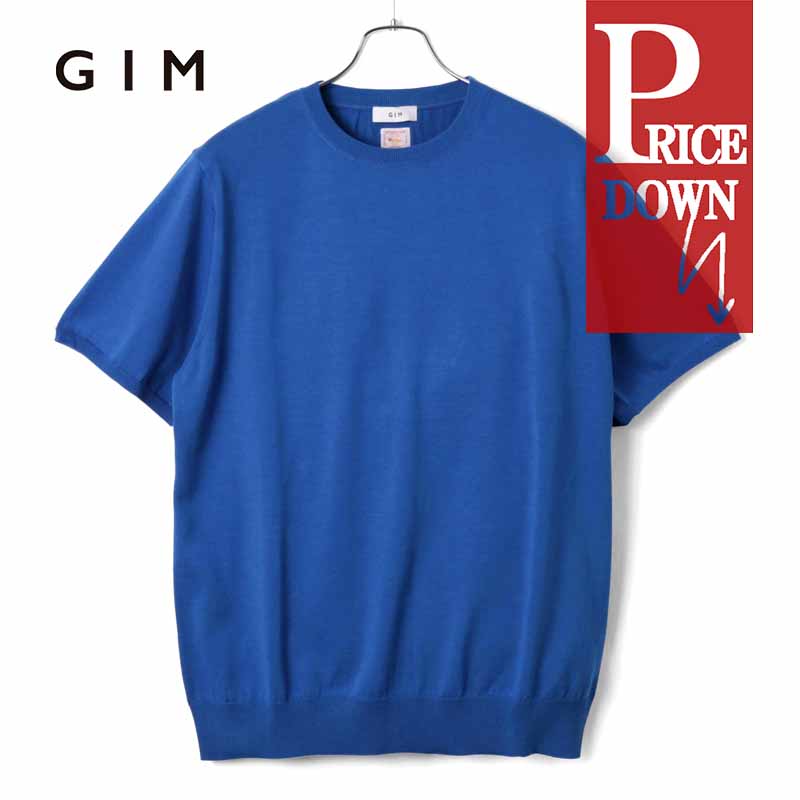 GIM / ジム|シーアイランドコットン18G半袖クルーネックニット|(コバルトブルー)| 春夏 海島綿 半袖ニット ニットソー サマーニット セーター メンズ 日本製 アウトレット|WISE MAN’S STORE 店