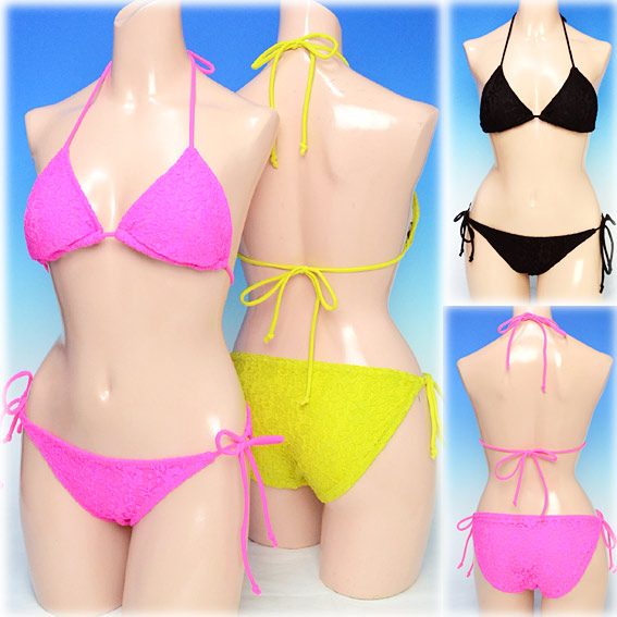 楽天市場 バーゲン オシャレな水着お花のレース 三角ビキニ 横ひもショーツセット ｍ ｌサイズあり ウィッシュルーム