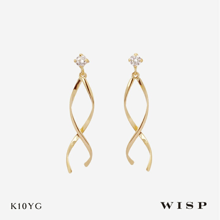 ピアス キュービック ゴールド K10YG イエローゴールド WISP ウィスプ ジュエリー ギフト プレゼント デイリーピアス キュービックジルコニア