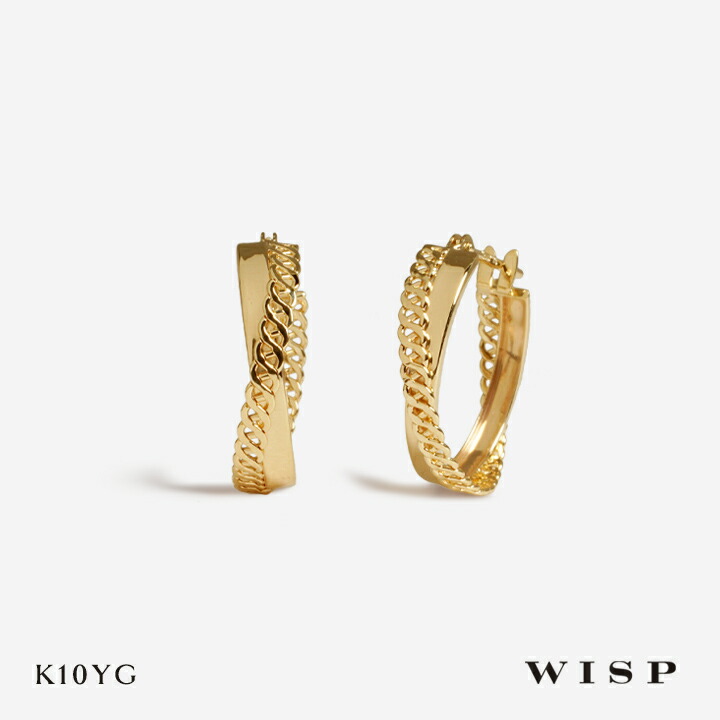 フープピアス K10 10金 ゴールド イエローゴールド シンプル 地金 WISP ウィスプ ジュエリー 上品 ギフト プレゼント 女性 誕生日 記念日 ご褒美