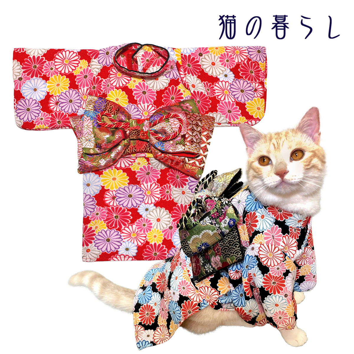 楽天市場】【犬と生活 猫の暮らし猫 服 猫服 着物 振袖 七五三 お正月