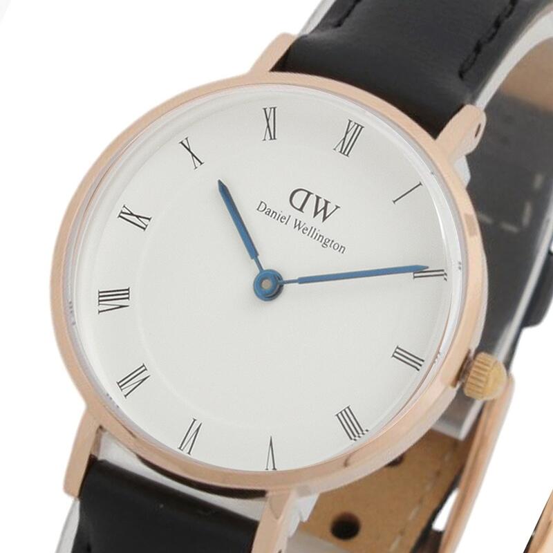 ダニエルウェリントン DANIEL WELLINGTON Petite Roman Numerals Sheffield Rose Gold 28 DW00100683 ウオッチ レディース 白いこと 石英 黒いこと なめし革