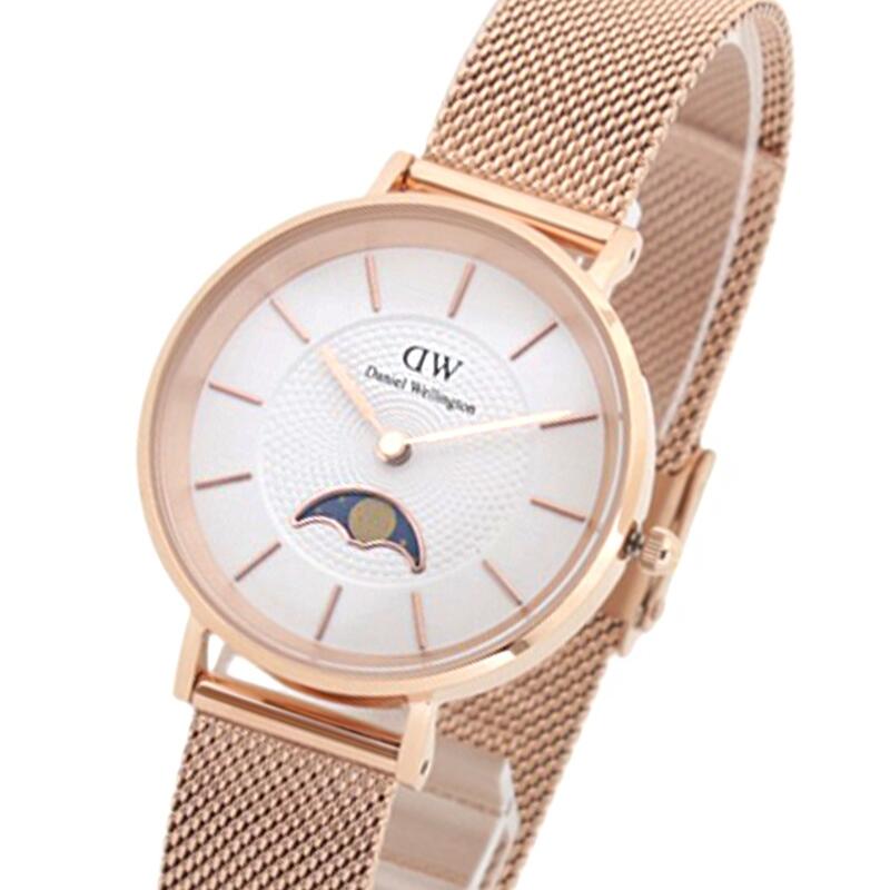 ダニエルウェリントン DANIEL WELLINGTON Petite Lune Moonphase 32粍 Melrose RoseGold White DW00100773 ウオッチ レディース 白いこと 石英 お月さま位相角