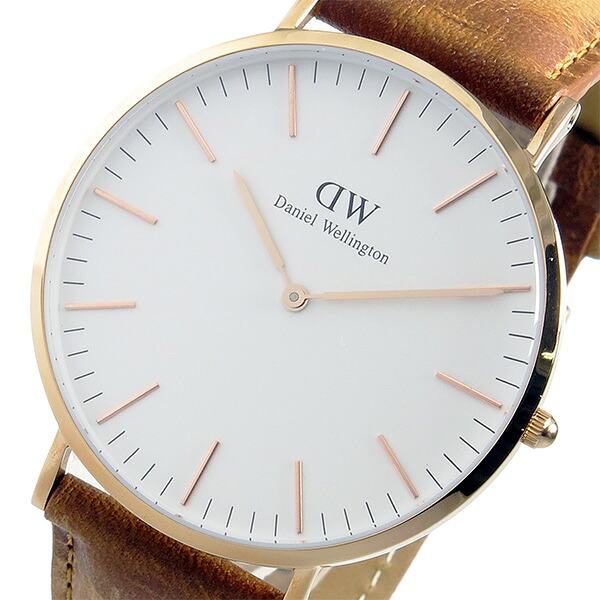 ダニエルウェリントン ウオッチ CLASSIC DURHAM 40 さくら色ゴールド DW00100109 白いこと 点火装置赤銅色 白いこと