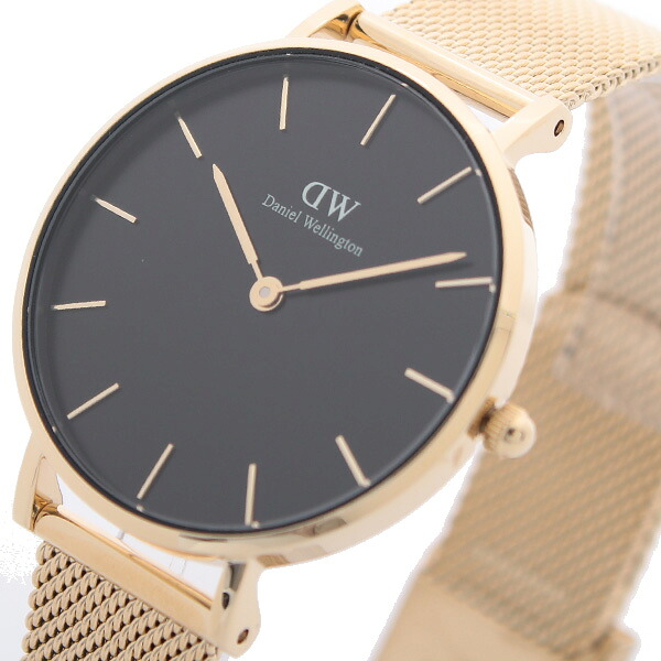 ダニエルウェリントン ウオッチ PETITE MESH 32 黒いこと DW00100347 レディース 黒いこと ゴールド