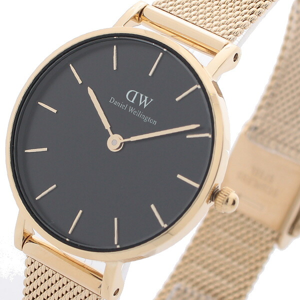 ダニエルウェリントン ウオッチ PETITE MESH 28 黒いこと DW00100349 レディース 黒いこと ゴールド