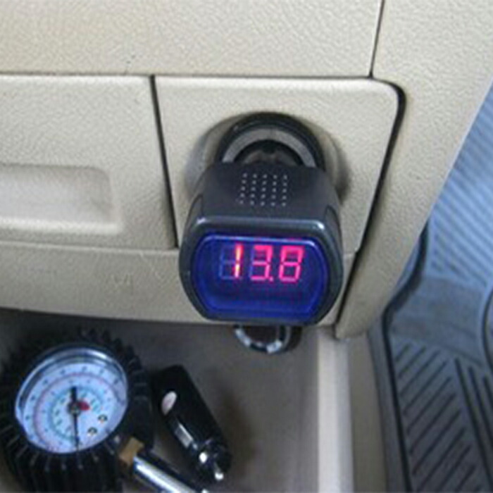 楽天市場 シガー挿込 デジタル 電圧計 ボルテージメーター シガーソケット 電流計 バッテリー チェッカー テスター 車 バイク 電圧 赤 ソケット Withbambi楽天市場店